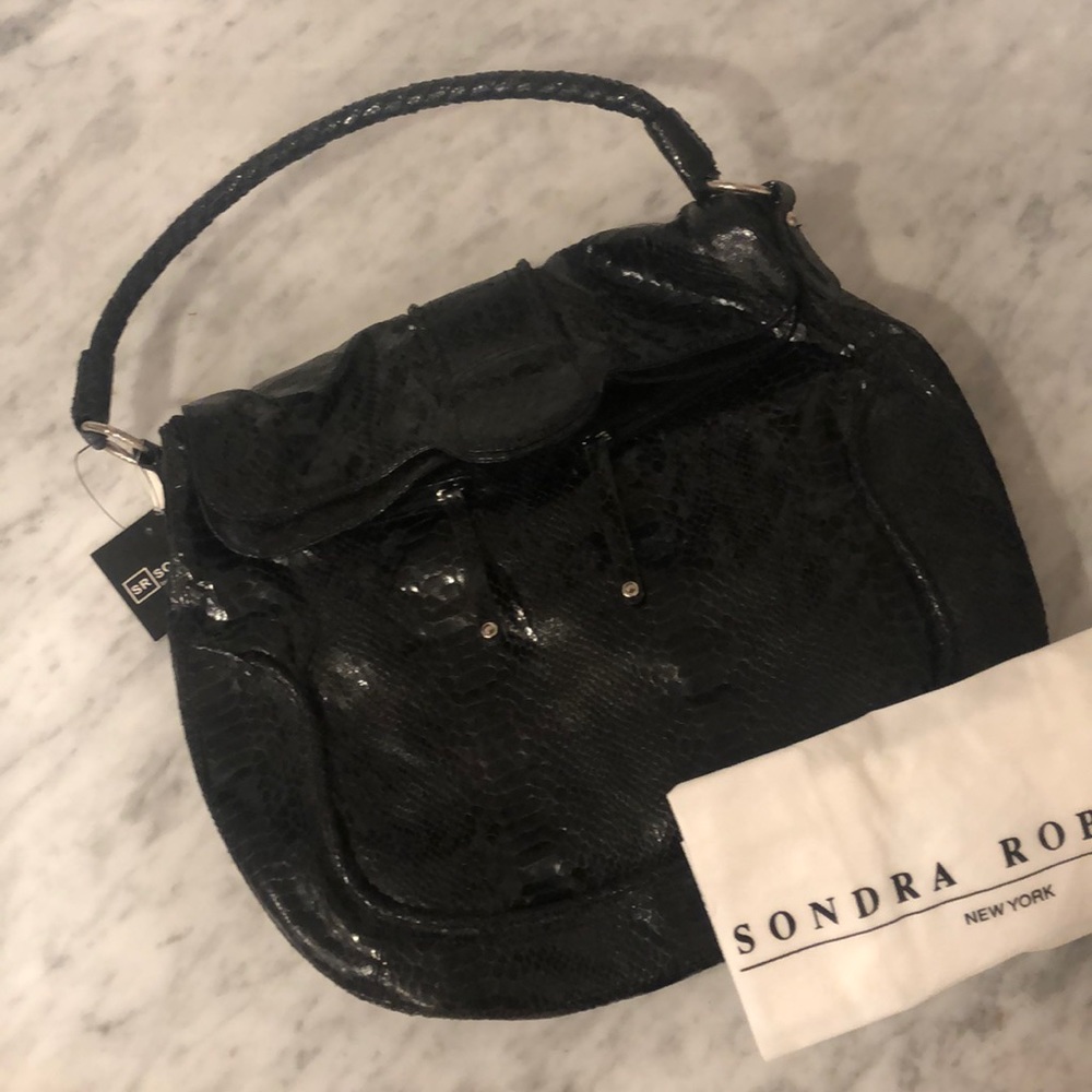 Sondra Roberts black Snakeskin Snake Skin shoulder bag